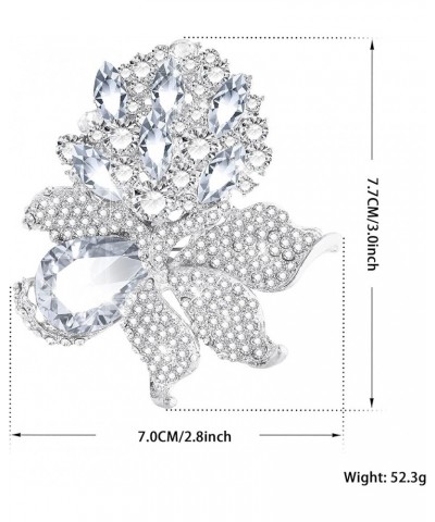 Fashion Women Elegant Snowflake Flower Bridal Brooch Sparkle Full Crystals Winter Corsage Pin for Christmas Party Birthday Gi...