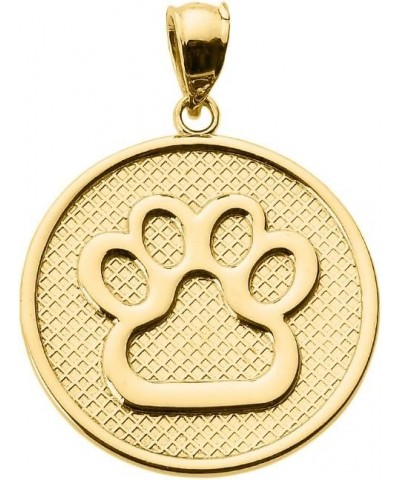 14k Yellow Gold Dog Paw Print Disc Charm Pendant $122.99 Pendants