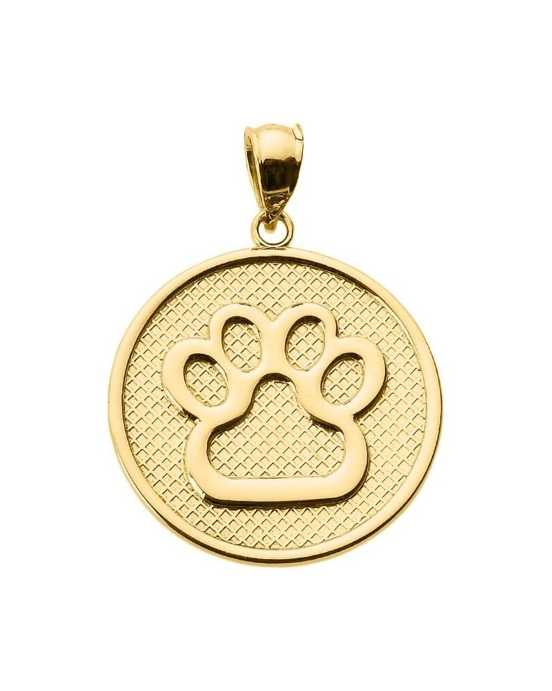 14k Yellow Gold Dog Paw Print Disc Charm Pendant $122.99 Pendants