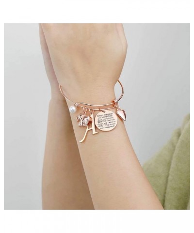 Elephant Gifts for Women Girls, Rose Gold Initial Elephant Charm Bracelets for Women Girls Friends Mom Daughter Birthday Insp...