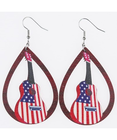 Patriotic American Flag Dangle Earrings Forth 4th of July Teardrop Earrings Red White Blue USA Star Heart American Flag Lips ...