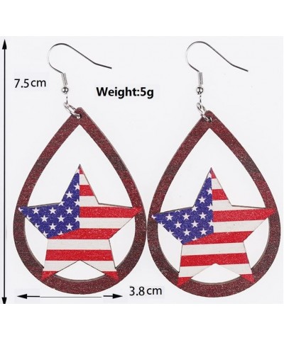 Patriotic American Flag Dangle Earrings Forth 4th of July Teardrop Earrings Red White Blue USA Star Heart American Flag Lips ...