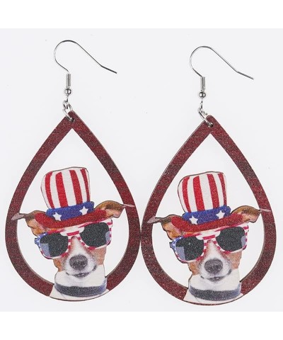 Patriotic American Flag Dangle Earrings Forth 4th of July Teardrop Earrings Red White Blue USA Star Heart American Flag Lips ...