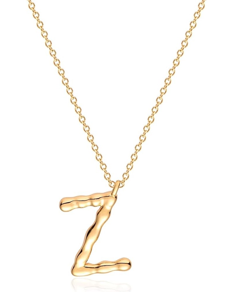 Gold Dainty Initial Necklace 18K Gold Plated Large Big Letters Pendant Necklace Hammered Script Name Monogram Necklaces Perso...