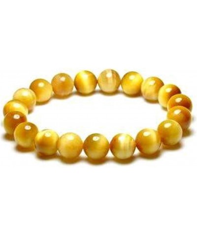 10mm Natural Tiger Eye Bracelet for Women Men Yellow Gold Gemstone Stone Crystal Big Round Beads Stretch Fashion Bracelet AAA...