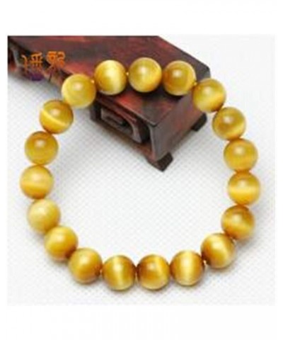 10mm Natural Tiger Eye Bracelet for Women Men Yellow Gold Gemstone Stone Crystal Big Round Beads Stretch Fashion Bracelet AAA...