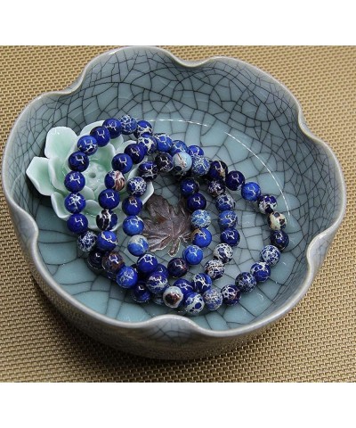 Handmade Gem Semi Precious Gemstone 8mm Round Beads Stretch Bracelet 7" Unisex Royal Blue Sea Sediment Jasper $6.50 Bracelets