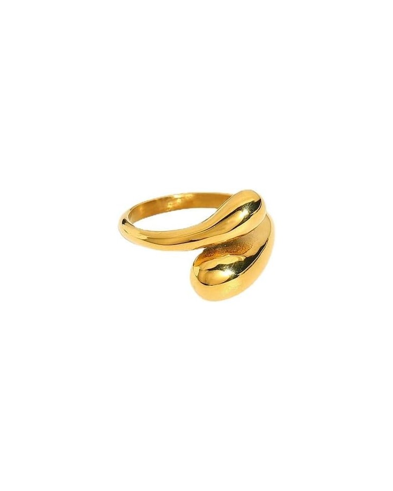 Gold Rings for Women Chunky Statement Rings Droplet shaped ring Thick 18K Gold Plated Rings Comfort Fit Open Adjustable Ring ...