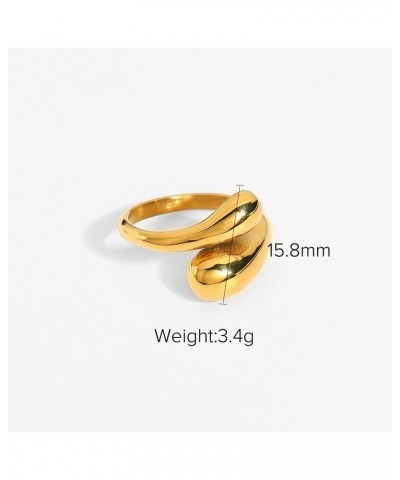 Gold Rings for Women Chunky Statement Rings Droplet shaped ring Thick 18K Gold Plated Rings Comfort Fit Open Adjustable Ring ...