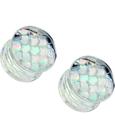 Pyrex Glass Iridescent Mermaid Scales Double Flared Plugs, Sold as a Pair 19mm (3/4") $10.73 Body Jewelry