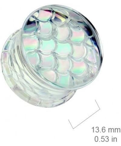 Pyrex Glass Iridescent Mermaid Scales Double Flared Plugs, Sold as a Pair 19mm (3/4") $10.73 Body Jewelry