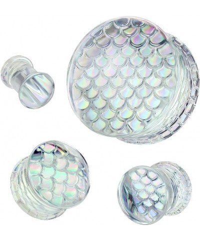 Pyrex Glass Iridescent Mermaid Scales Double Flared Plugs, Sold as a Pair 19mm (3/4") $10.73 Body Jewelry