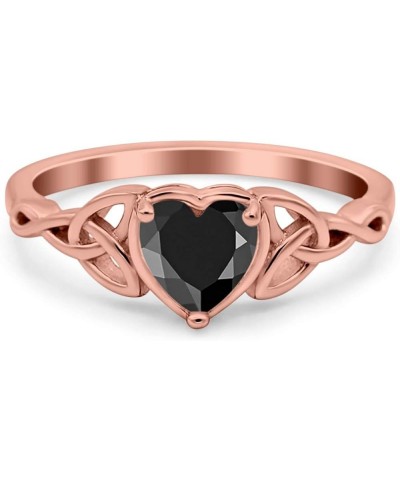 Heart Celtic Art Deco Wedding Engagement Bridal Promise Ring Simulated Cubic Zirconia 925 Sterling Silver Rose Tone, Simulate...