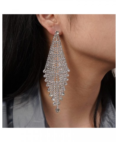 Fashion Chandelier Tassel Long Earrings for Women Girls Rhinestone Statement Earrings Drop Dangle Earrings for Wedding Valent...