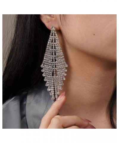 Fashion Chandelier Tassel Long Earrings for Women Girls Rhinestone Statement Earrings Drop Dangle Earrings for Wedding Valent...