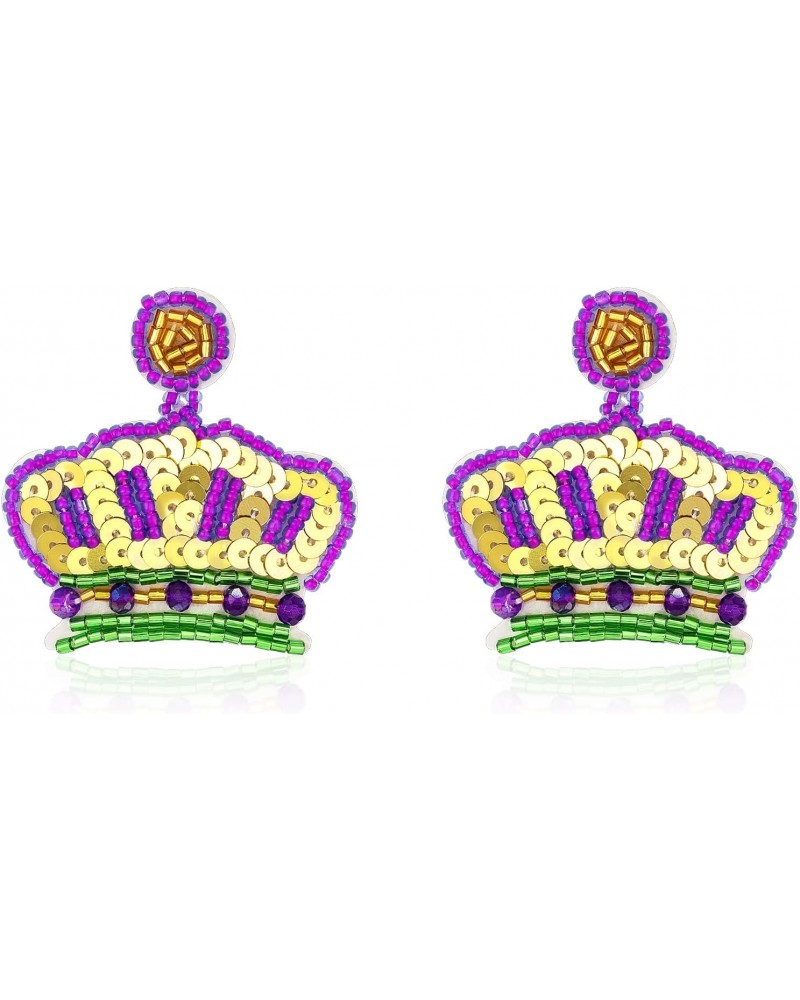 Mardi Gras Earrings Bling for Women, Mardi Gras Crown Earrings, Mardi Gras Beaded Earrings, Mardi Gras Party Jewelry $5.33 Ea...