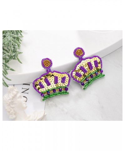 Mardi Gras Earrings Bling for Women, Mardi Gras Crown Earrings, Mardi Gras Beaded Earrings, Mardi Gras Party Jewelry $5.33 Ea...