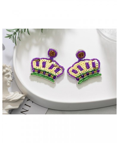 Mardi Gras Earrings Bling for Women, Mardi Gras Crown Earrings, Mardi Gras Beaded Earrings, Mardi Gras Party Jewelry $5.33 Ea...