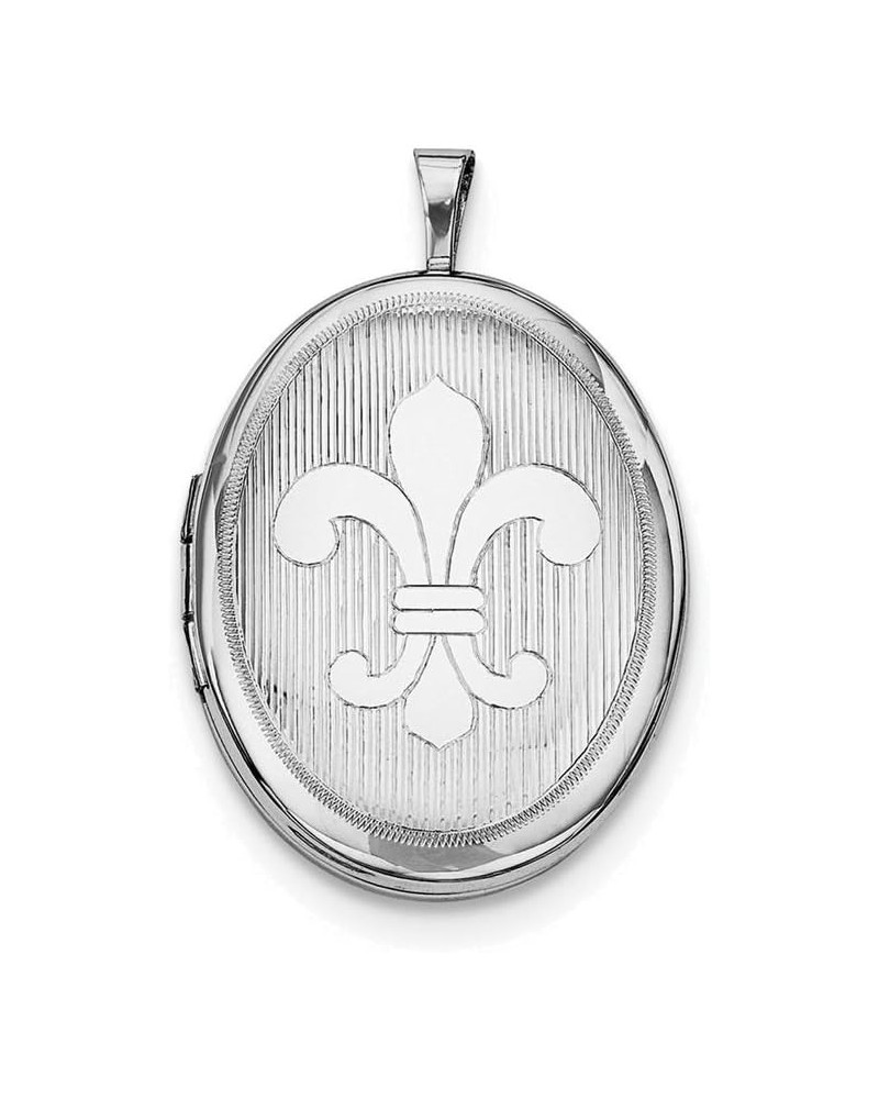 Sterling Silver 26mm Fleur De Lis Oval Locket Necklace $38.24 Necklaces