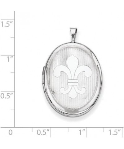 Sterling Silver 26mm Fleur De Lis Oval Locket Necklace $38.24 Necklaces