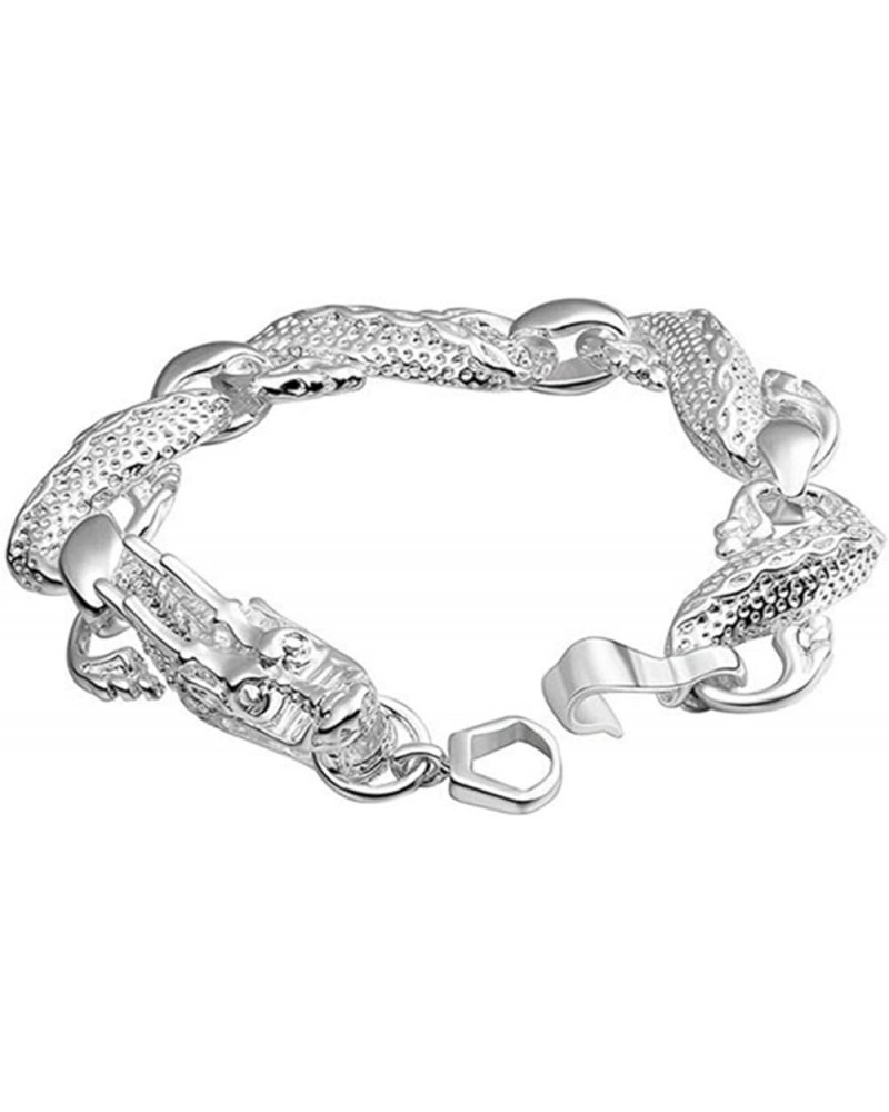 Fashion 925 Sterling Silver Antique Chinese Dragon Chic Bangle Bracelet Retro Classic Chain Bracelet Silver Chain Bracelet $1...