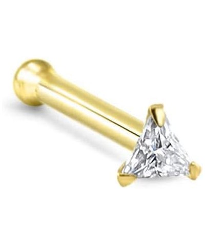 14k Solid Yellow Gold Nose Ring, Stud, Nose Screw, L Bend, Nose Bone Triangle CZ 22G 20G or 18G 22 Gauge - Nose Bone $16.28 B...