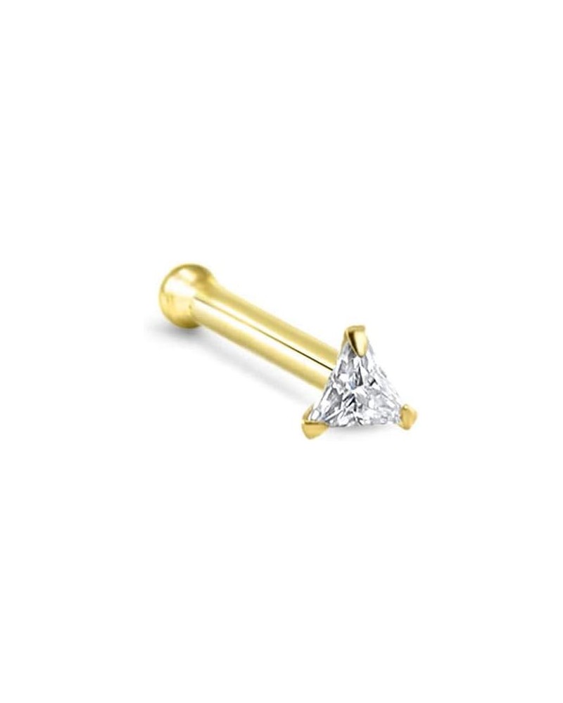 14k Solid Yellow Gold Nose Ring, Stud, Nose Screw, L Bend, Nose Bone Triangle CZ 22G 20G or 18G 22 Gauge - Nose Bone $16.28 B...