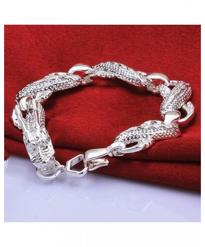 Fashion 925 Sterling Silver Antique Chinese Dragon Chic Bangle Bracelet Retro Classic Chain Bracelet Silver Chain Bracelet $1...