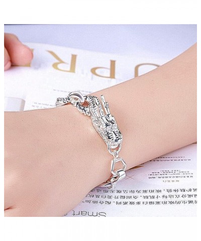 Fashion 925 Sterling Silver Antique Chinese Dragon Chic Bangle Bracelet Retro Classic Chain Bracelet Silver Chain Bracelet $1...