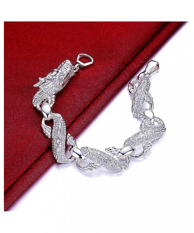 Fashion 925 Sterling Silver Antique Chinese Dragon Chic Bangle Bracelet Retro Classic Chain Bracelet Silver Chain Bracelet $1...