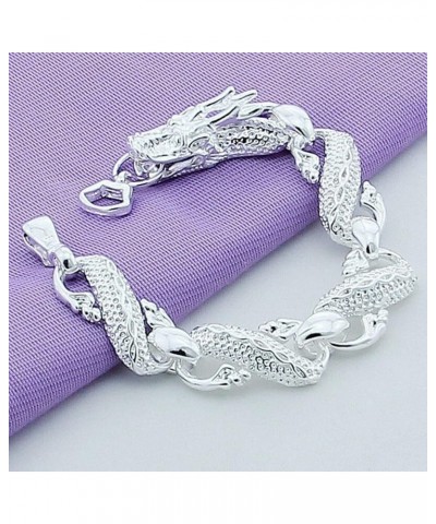 Fashion 925 Sterling Silver Antique Chinese Dragon Chic Bangle Bracelet Retro Classic Chain Bracelet Silver Chain Bracelet $1...