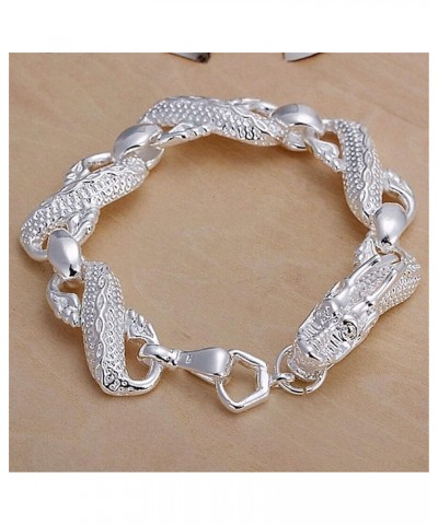 Fashion 925 Sterling Silver Antique Chinese Dragon Chic Bangle Bracelet Retro Classic Chain Bracelet Silver Chain Bracelet $1...