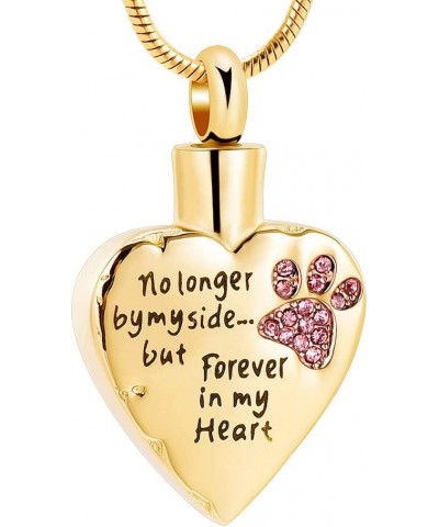 No Longer by My Side,But Forever in My Heart Carved Locket Cremation Urn Necklace for Pet Dog Cats Gold-Pink $9.71 Necklaces