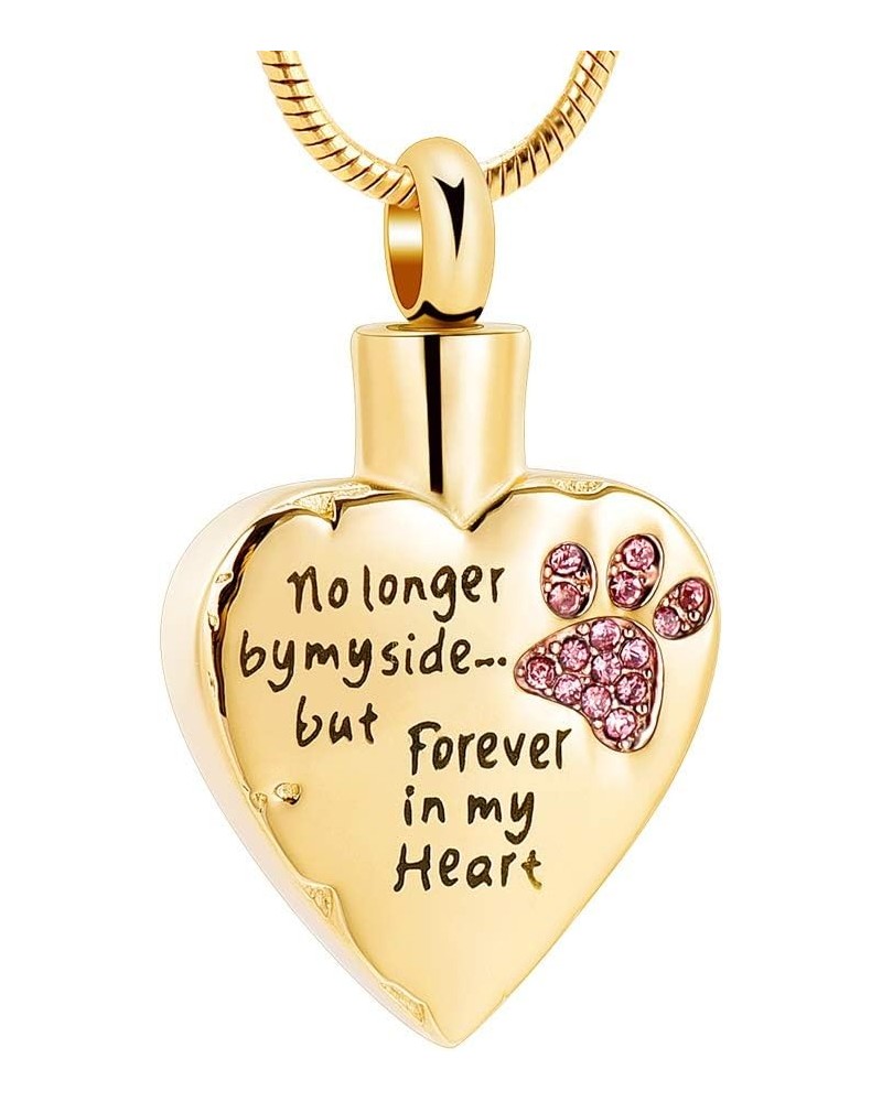 No Longer by My Side,But Forever in My Heart Carved Locket Cremation Urn Necklace for Pet Dog Cats Gold-Pink $9.71 Necklaces