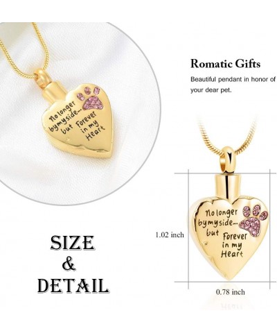 No Longer by My Side,But Forever in My Heart Carved Locket Cremation Urn Necklace for Pet Dog Cats Gold-Pink $9.71 Necklaces