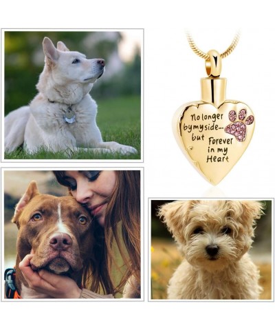 No Longer by My Side,But Forever in My Heart Carved Locket Cremation Urn Necklace for Pet Dog Cats Gold-Pink $9.71 Necklaces