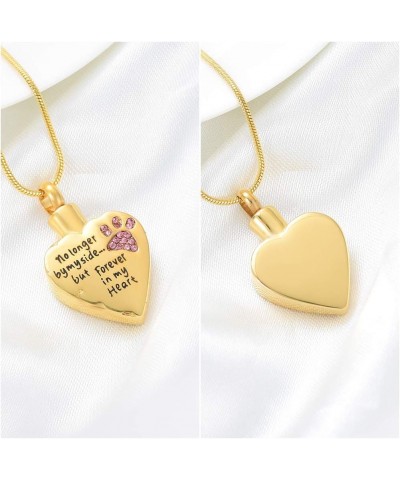 No Longer by My Side,But Forever in My Heart Carved Locket Cremation Urn Necklace for Pet Dog Cats Gold-Pink $9.71 Necklaces