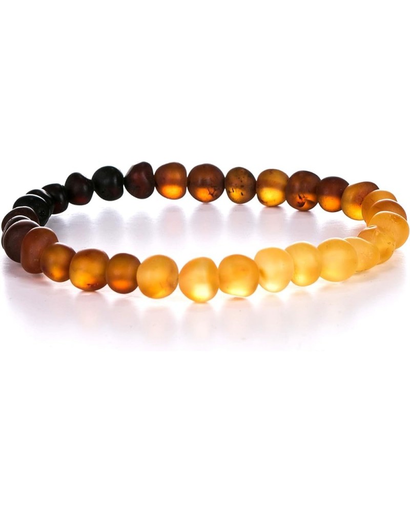 Natural Baltic Amber Bracelet for Adults (Women/Men) - Hand made From Raw-Unpolished/Certified Baltic Amber Beads(6 Colors) 8...