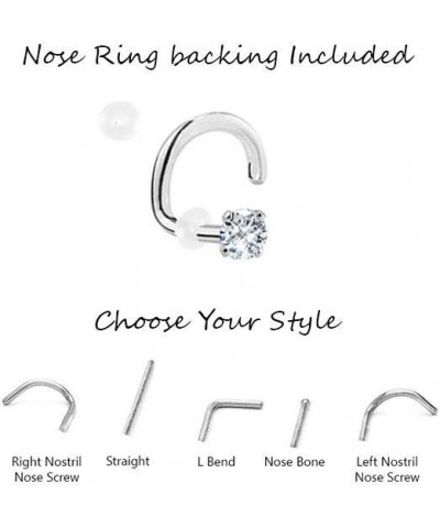 14k Solid Yellow Gold Nose Ring, Stud, Nose Screw, L Bend, Nose Bone Triangle CZ 22G 20G or 18G 22 Gauge - Nose Bone $16.28 B...