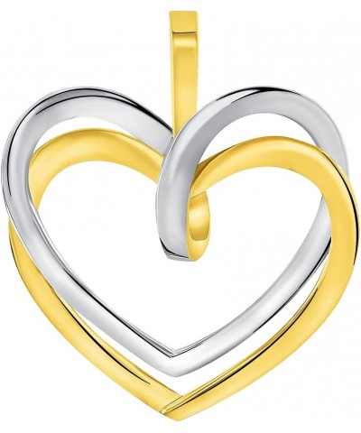 14k Two-Tone Gold Elegant Double Open Heart Pendant with Cable, Curb or Figaro Chain Necklace 16.0 Inches Cable Chain $87.45 ...