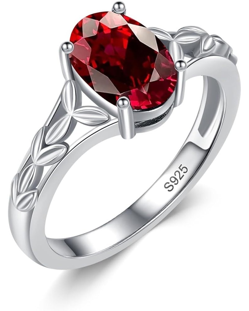 925 Sterling Silver Celtic Knot Ring 8x6 mm Oval Cut Gemstone Birthstone Engagement Ring for Women 10 01.Garnet $40.85 Rings