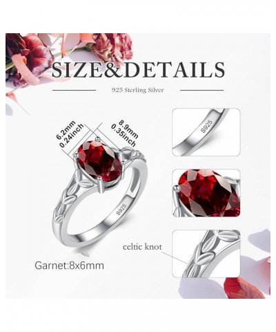 925 Sterling Silver Celtic Knot Ring 8x6 mm Oval Cut Gemstone Birthstone Engagement Ring for Women 10 01.Garnet $40.85 Rings