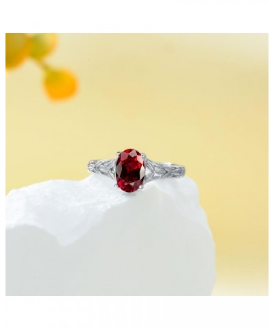 925 Sterling Silver Celtic Knot Ring 8x6 mm Oval Cut Gemstone Birthstone Engagement Ring for Women 10 01.Garnet $40.85 Rings