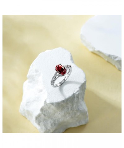 925 Sterling Silver Celtic Knot Ring 8x6 mm Oval Cut Gemstone Birthstone Engagement Ring for Women 10 01.Garnet $40.85 Rings