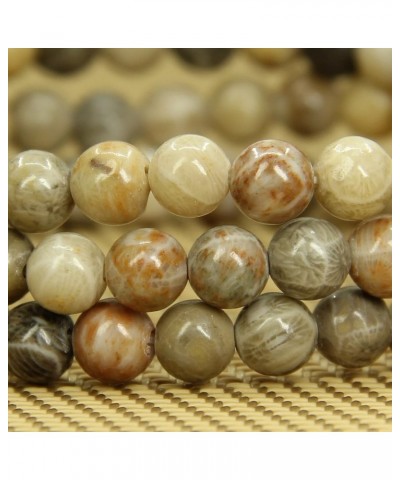 Natural Gemstone 6mm Round Beads Stretch Bracelet 7 Inch Coral Fossil $7.79 Bracelets