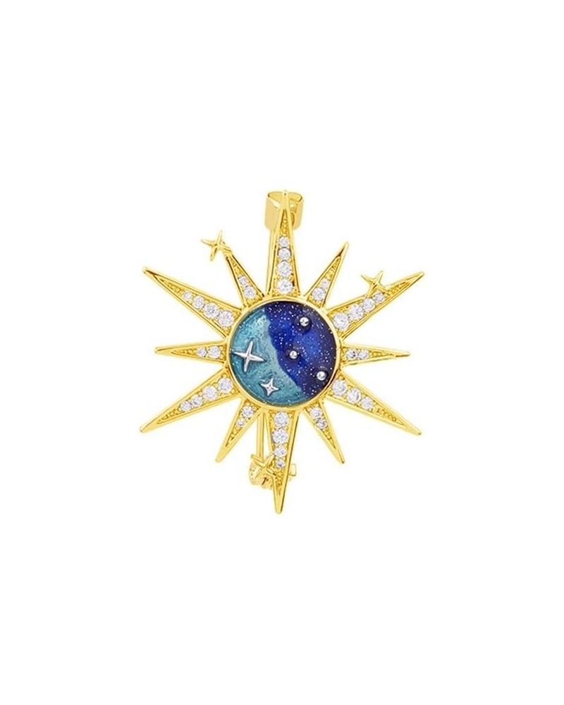 Dainty Sun and Stars Brooch Pin for Women Girls Men Delicate Cubic Zirconia Crystal Universe Starry Sky Brooches Lapel Pins S...