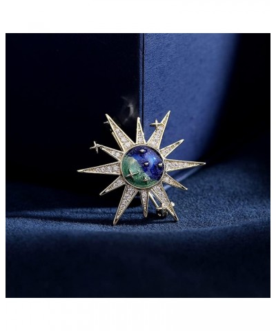 Dainty Sun and Stars Brooch Pin for Women Girls Men Delicate Cubic Zirconia Crystal Universe Starry Sky Brooches Lapel Pins S...