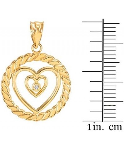 10k Yellow Gold Roped Circle Diamond Love Double Open Heart Charm Pendant Necklace 22.0 Inches $68.19 Necklaces