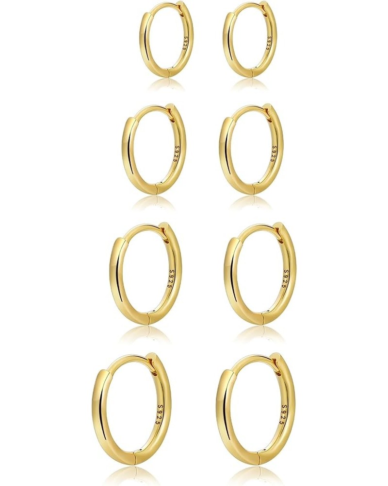 Small Gold Huggie Hoop Earrings Set for Women 14K Real Gold Plated Earrings Hypoallergenic for Sensitive Ears Cartilage Pierc...