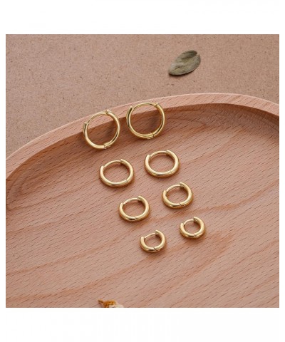 Small Gold Huggie Hoop Earrings Set for Women 14K Real Gold Plated Earrings Hypoallergenic for Sensitive Ears Cartilage Pierc...